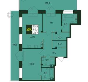 2-к квартира, вторичка, 99м2, 8/8 этаж