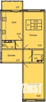 2-к квартира, вторичка, 63м2, 5/9 этаж
