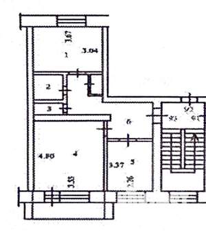 2-к квартира, вторичка, 51м2, 4/5 этаж