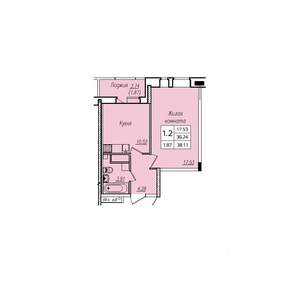 1-к квартира, вторичка, 38м2, 14/17 этаж