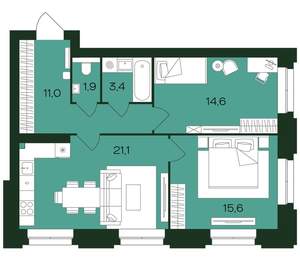 2-к квартира, вторичка, 68м2, 2/9 этаж