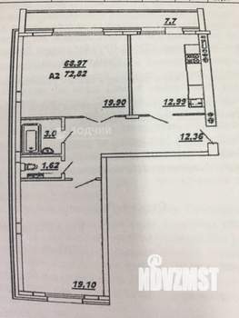 2-к квартира, вторичка, 74м2, 8/9 этаж
