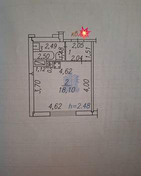 Студия квартира, вторичка, 25м2, 2/9 этаж