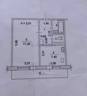 1-к квартира, вторичка, 39м2, 4/5 этаж