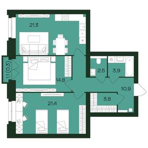2-к квартира, вторичка, 79м2, 3/9 этаж