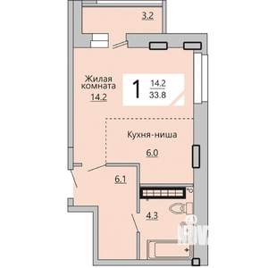 1-к квартира, вторичка, 34м2, 6/12 этаж