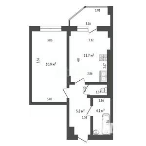 1-к квартира, вторичка, 40м2, 3/7 этаж