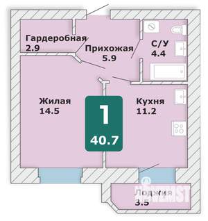 1-к квартира, вторичка, 41м2, 3/9 этаж