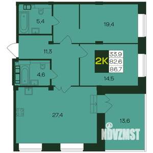 2-к квартира, вторичка, 87м2, 6/8 этаж