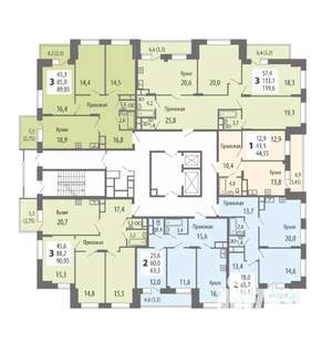 3-к квартира, строящийся дом, 90м2, 10/15 этаж
