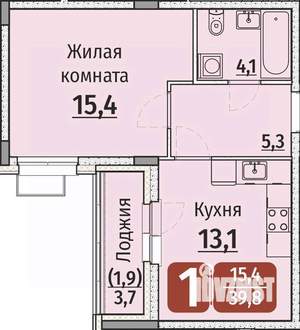 1-к квартира, строящийся дом, 42м2, 3/9 этаж
