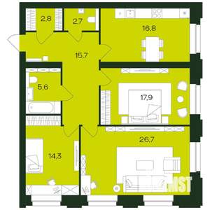 3-к квартира, вторичка, 104м2, 3/9 этаж