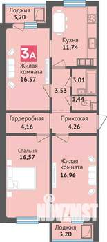 3-к квартира, вторичка, 85м2, 15/16 этаж