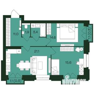 2-к квартира, вторичка, 69м2, 3/9 этаж