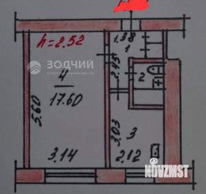 1-к квартира, вторичка, 29м2, 1/5 этаж