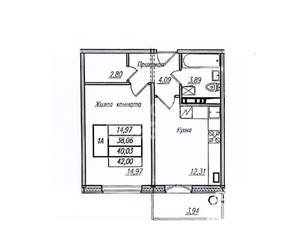 1-к квартира, вторичка, 37м2, 6/10 этаж