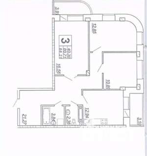 3-к квартира, вторичка, 88м2, 7/25 этаж