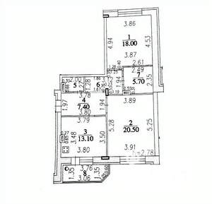 2-к квартира, вторичка, 76м2, 3/8 этаж