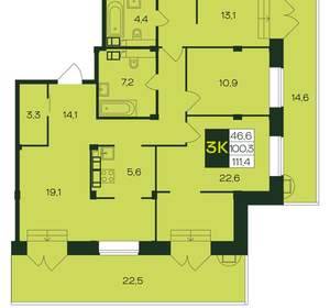 3-к квартира, вторичка, 111м2, 7/8 этаж
