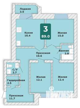 3-к квартира, вторичка, 89м2, 2/9 этаж