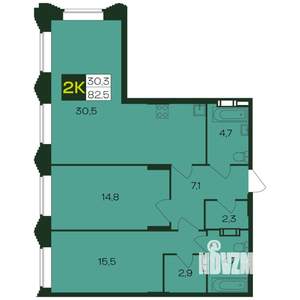 2-к квартира, вторичка, 83м2, 1/12 этаж