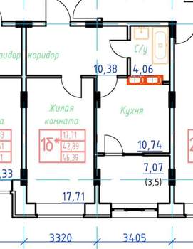 1-к квартира, вторичка, 47м2, 8/18 этаж