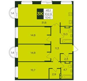 3-к квартира, вторичка, 104м2, 8/12 этаж