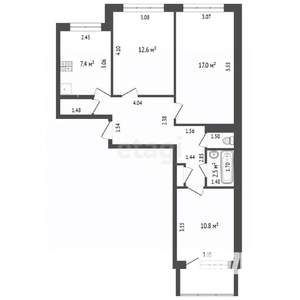 3-к квартира, вторичка, 65м2, 3/9 этаж