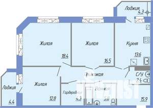 3-к квартира, вторичка, 94м2, 1/6 этаж
