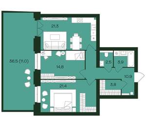 2-к квартира, вторичка, 90м2, 1/9 этаж