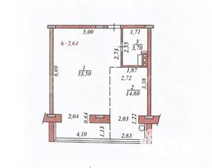 1-к квартира, вторичка, 52м2, 9/14 этаж