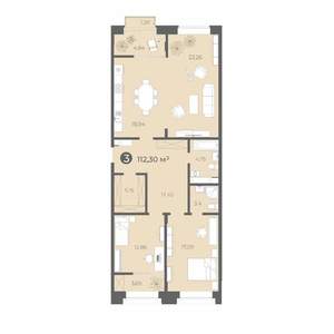 3-к квартира, строящийся дом, 112м2, 3/12 этаж