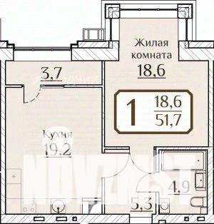 1-к квартира, вторичка, 54м2, 3/9 этаж