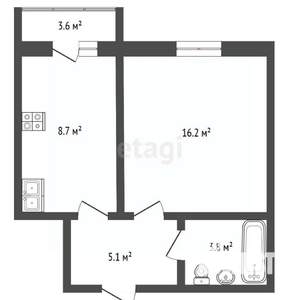 1-к квартира, вторичка, 37м2, 7/10 этаж