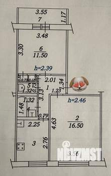 2-к квартира, вторичка, 46м2, 5/5 этаж