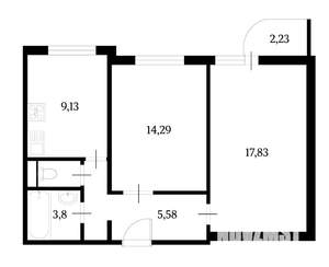 2-к квартира, вторичка, 50м2, 9/9 этаж