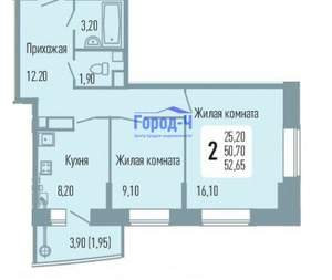2-к квартира, вторичка, 51м2, 12/16 этаж