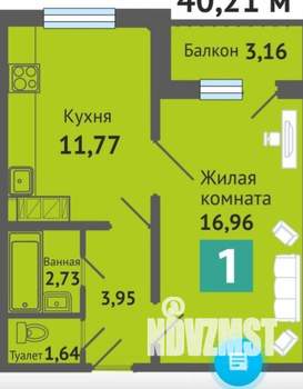 1-к квартира, вторичка, 42м2, 9/16 этаж