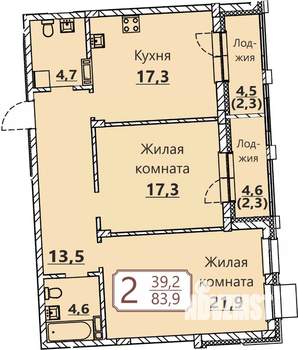 2-к квартира, вторичка, 84м2, 1/8 этаж