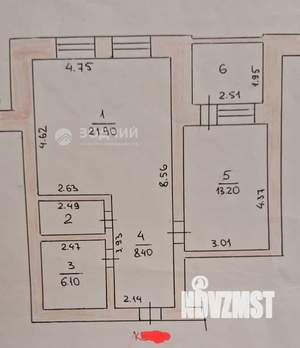 1-к квартира, вторичка, 55м2, 2/6 этаж