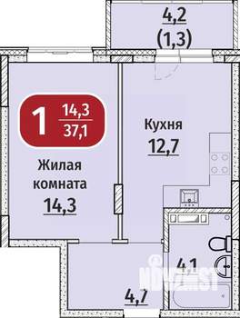 1-к квартира, вторичка, 37м2, 6/9 этаж
