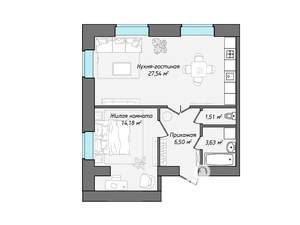 2-к квартира, вторичка, 53м2, 3/10 этаж