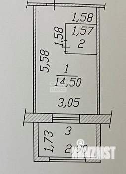 Студия квартира, вторичка, 17м2, 1/9 этаж