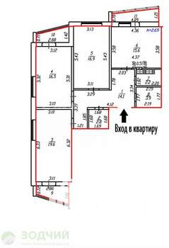 3-к квартира, вторичка, 92м2, 22/25 этаж