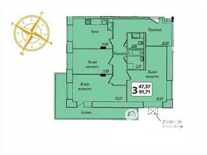 3-к квартира, строящийся дом, 92м2, 6/16 этаж