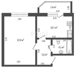 1-к квартира, вторичка, 42м2, 1/5 этаж