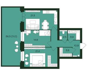 2-к квартира, вторичка, 90м2, 1/9 этаж