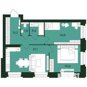 2-к квартира, вторичка, 68м2, 2/9 этаж