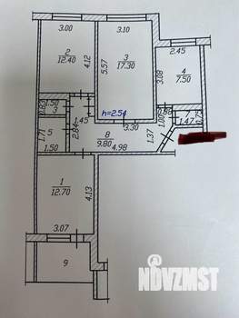3-к квартира, вторичка, 69м2, 5/9 этаж