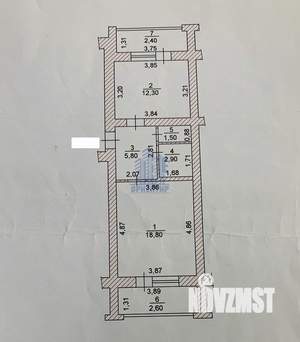 1-к квартира, вторичка, 51м2, 2/5 этаж